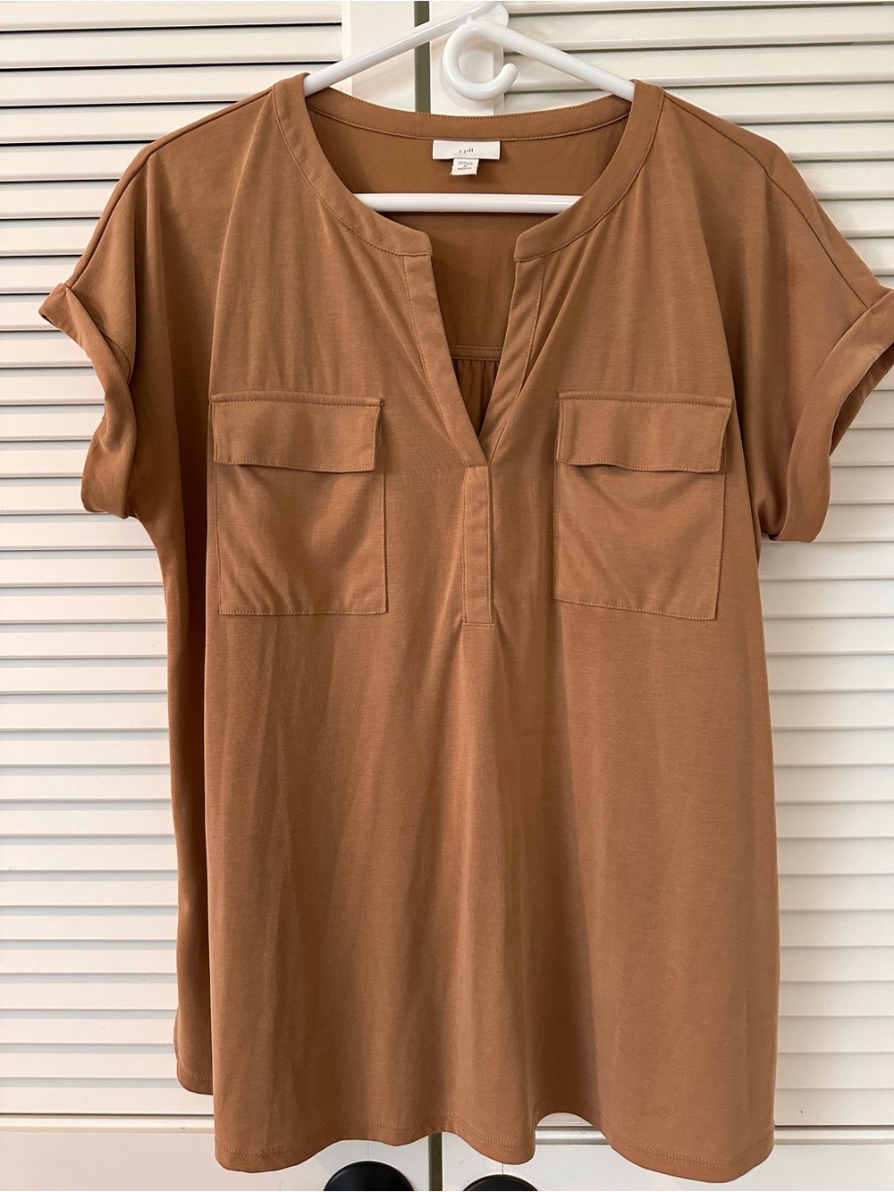 J. Jill Camel Short-Sleeve Pocket Top